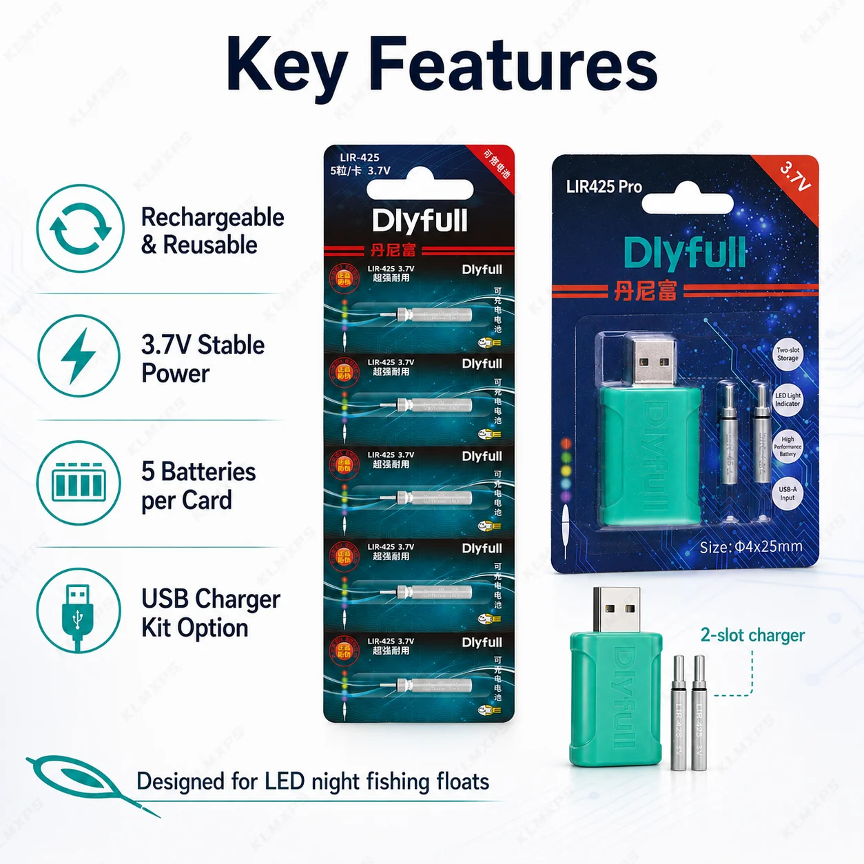 LIR425 3.7V 충전식 리튬 배터리 USB 충전기 - Fish Finder Charger 리뷰 및 가격